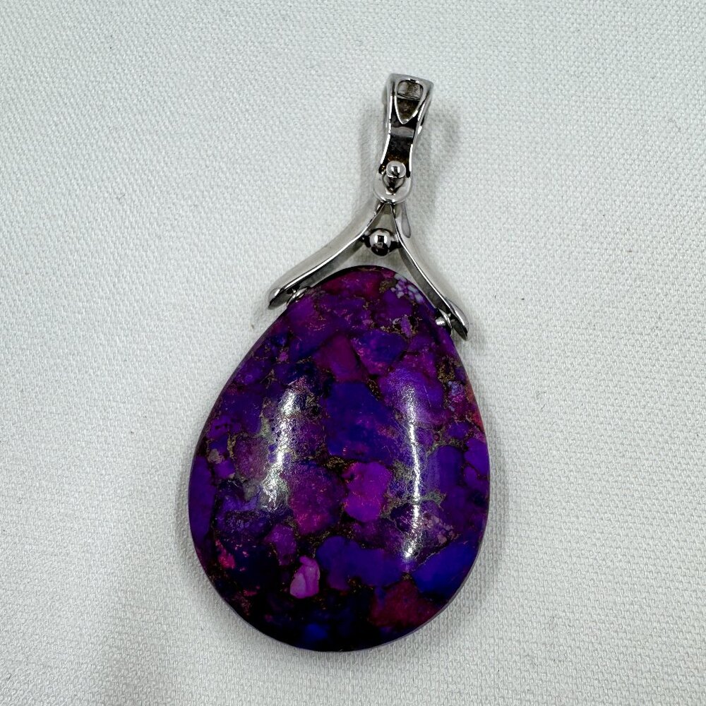 JTV - Purple Turquoise - Rhodium Over Sterling Silver Pendant